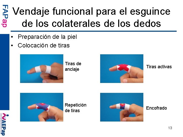 Vendaje funcional para el esguince de los colaterales de los dedos • Preparación de