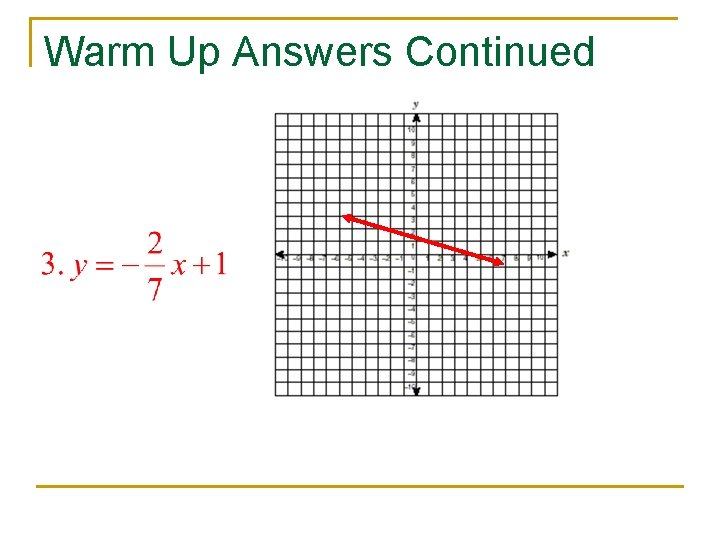 Warm Up Answers Continued 