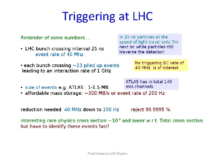 Triggering at LHC First School on LHC Physics 