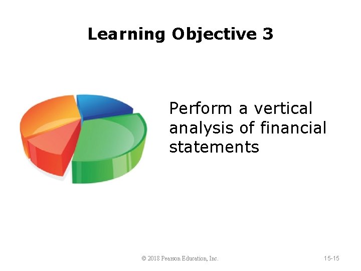 Learning Objective 3 Perform a vertical analysis of financial statements © 2018 Pearson Education,