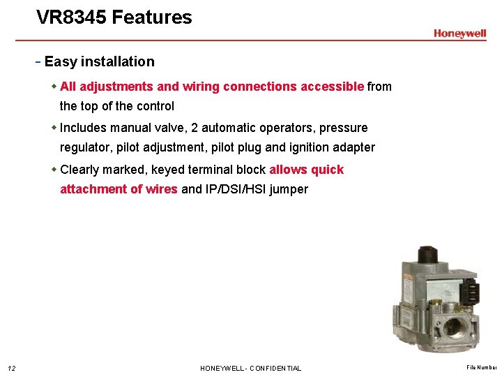 VR 8345 Features - Easy installation w All adjustments and wiring connections accessible from VR 8345 Features - Easy installation w All adjustments and wiring connections accessible from