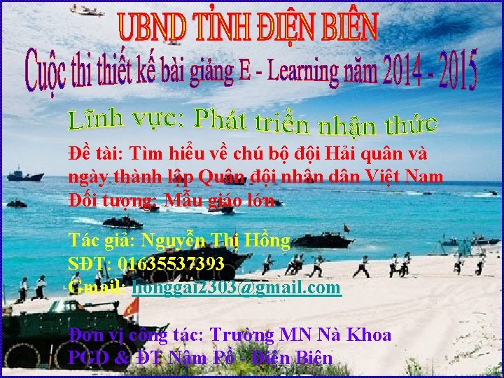 Đề tài: Tìm hiểu về chú bộ đội Hải quân và ngày thành lập
