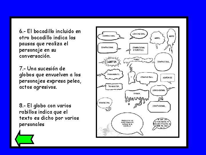 6. - El bocadillo incluido en otro bocadillo indica las pausas que realiza el