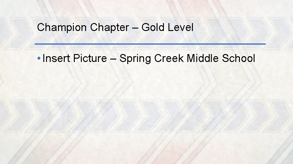 Champion Chapter – Gold Level • Insert Picture – Spring Creek Middle School 