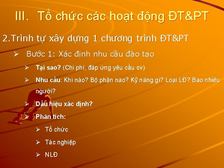 III. Tổ chức các hoạt động ĐT&PT 2. Trình tự xây dựng 1 chương