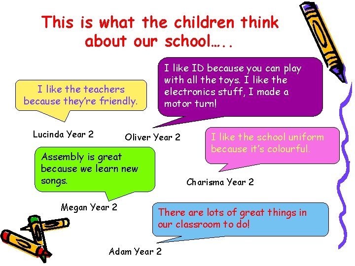 This is what the children think about our school…. . I like ID because This is what the children think about our school…. . I like ID because