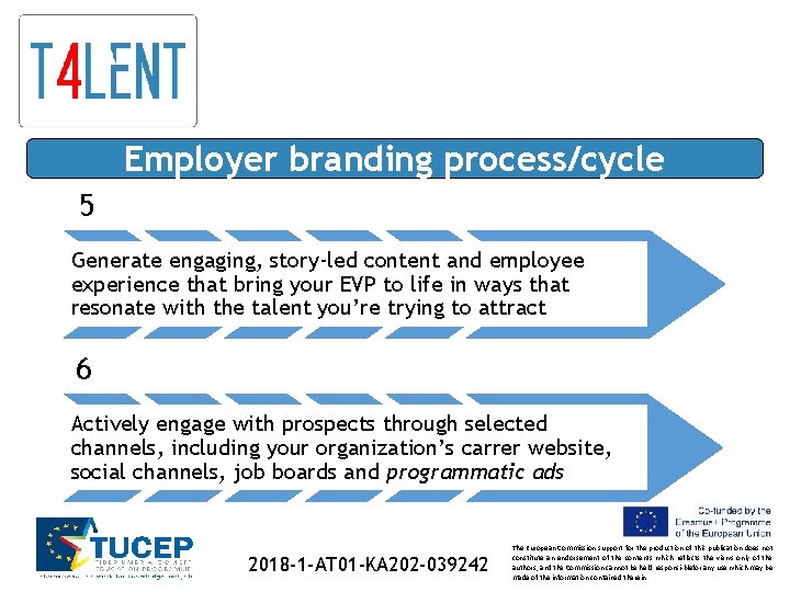 Employer branding process/cycle 5 Generate engaging, story-led content and employee experience that bring your