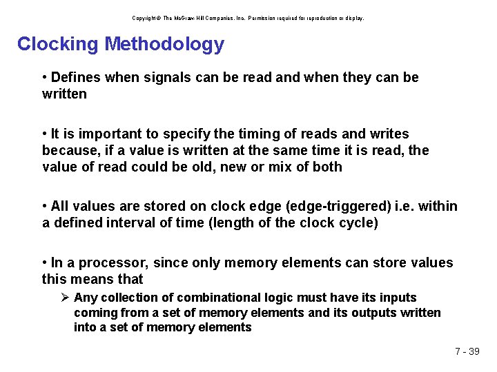 Copyright © The Mc. Graw-Hill Companies, Inc. Permission required for reproduction or display. Clocking