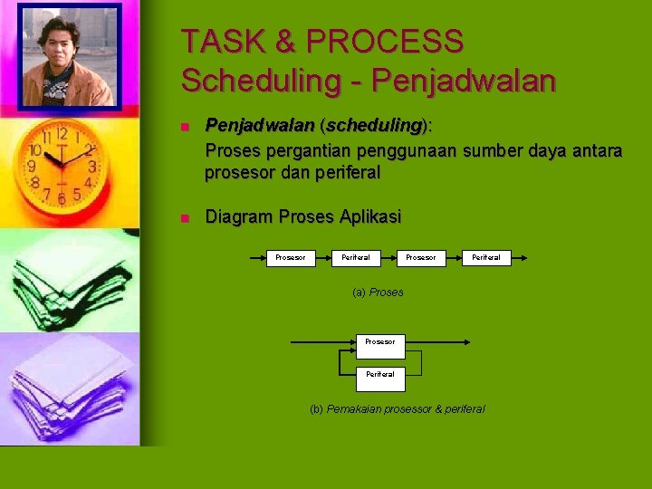 TASK & PROCESS Scheduling - Penjadwalan n Penjadwalan (scheduling): Proses pergantian penggunaan sumber daya