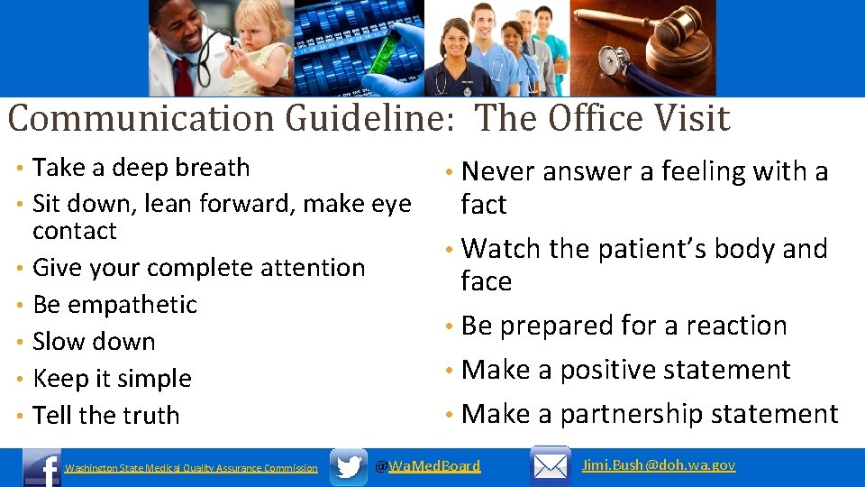 Communication Guideline: The Office Visit Take a deep breath • Sit down, lean forward,