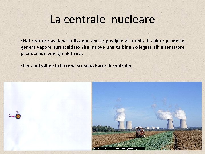 La centrale nucleare • Nel reattore avviene la fissione con le pastiglie di uranio.