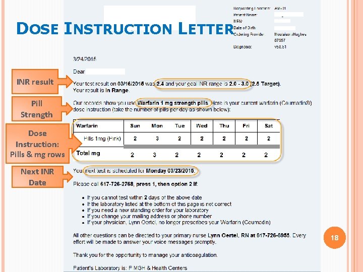 DOSE INSTRUCTION LETTER INR result Pill Strength Dose Instruction: Pills & mg rows Next DOSE INSTRUCTION LETTER INR result Pill Strength Dose Instruction: Pills & mg rows Next