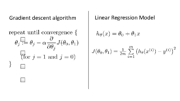 Gradient descent algorithm Linear Regression Model 