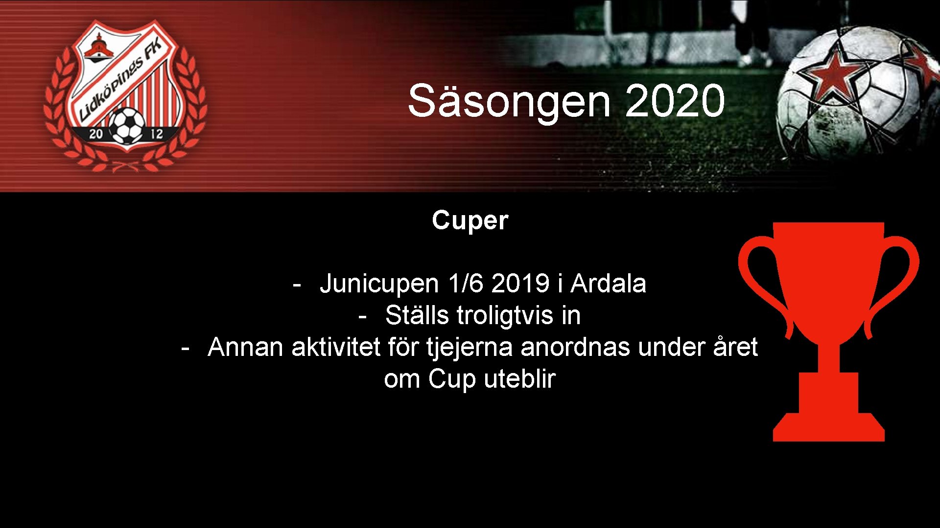 Säsongen 2020 Cuper - Junicupen 1/6 2019 i Ardala - Ställs troligtvis in -