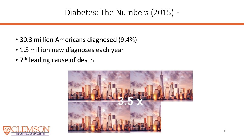 Diabetes: The Numbers (2015) 1 • 30. 3 million Americans diagnosed (9. 4%) •