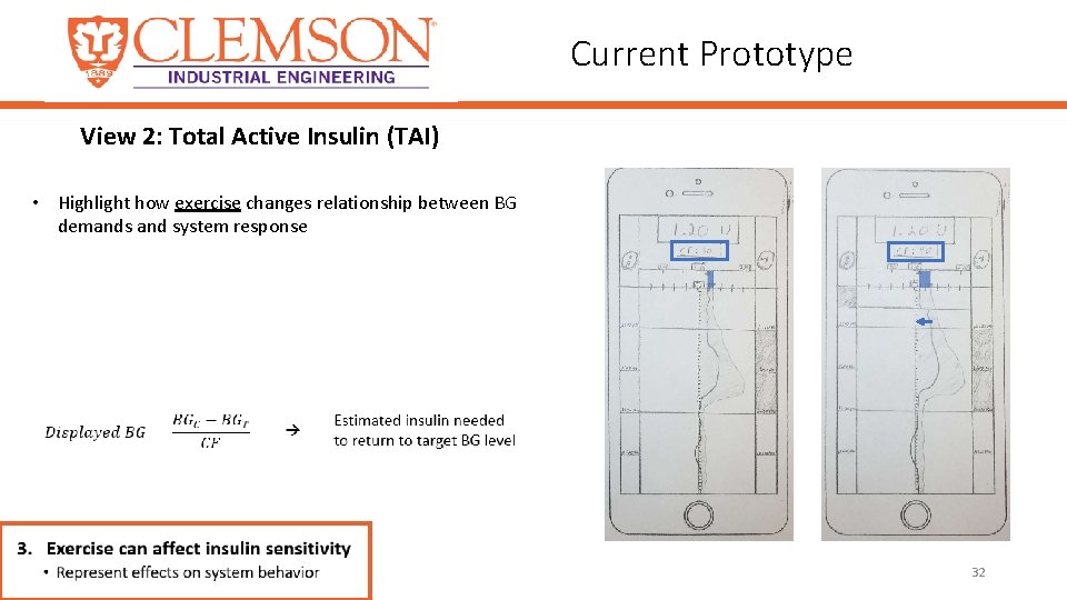 Current Prototype View 2: Total Active Insulin (TAI) • Highlight how exercise changes relationship