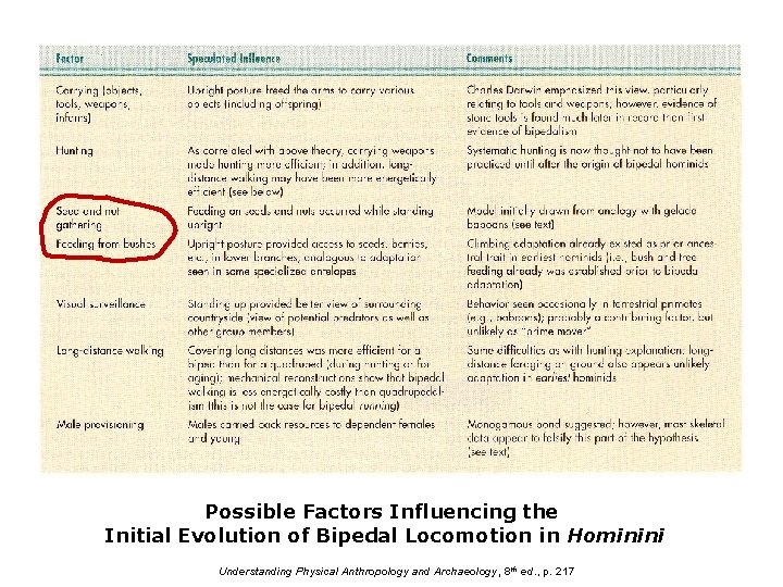 Possible Factors Influencing the Initial Evolution of Bipedal Locomotion in Hominini Understanding Physical Anthropology