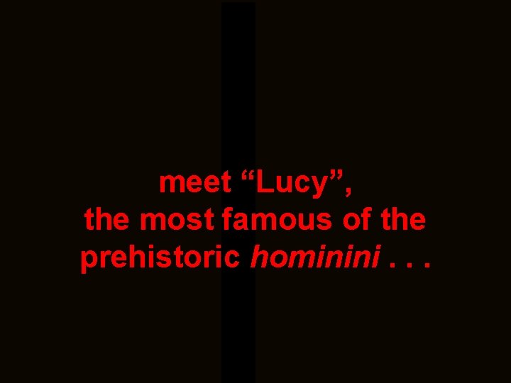 meet “Lucy”, the most famous of the prehistoric hominini. . . 