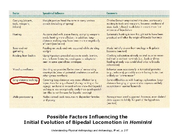Possible Factors Influencing the Initial Evolution of Bipedal Locomotion in Hominini Understanding Physical Anthropology