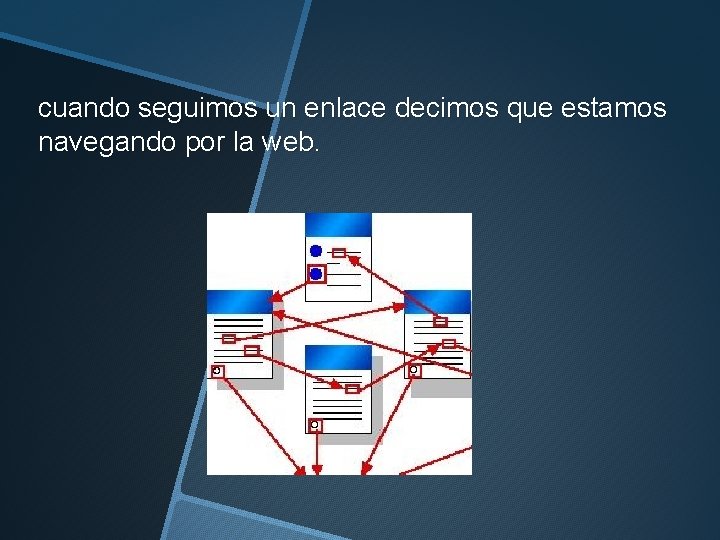 cuando seguimos un enlace decimos que estamos navegando por la web. 