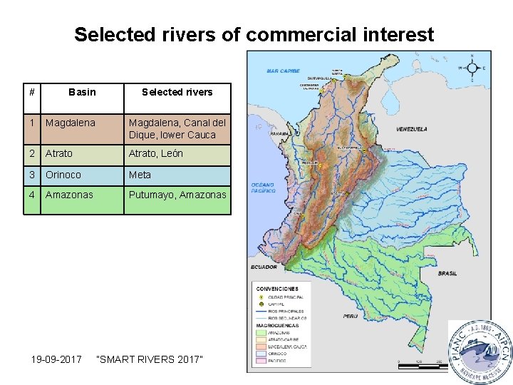 Selected rivers of commercial interest # Basin 1 Magdalena, Canal del Dique, lower Cauca