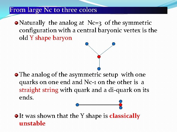 From large Nc to three colors Naturally the analog at Nc=3 of the symmetric