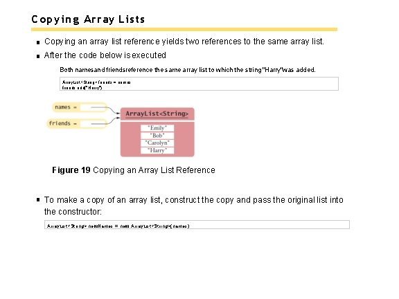 Copying Array Lists Copying an array list reference yields two references to the same