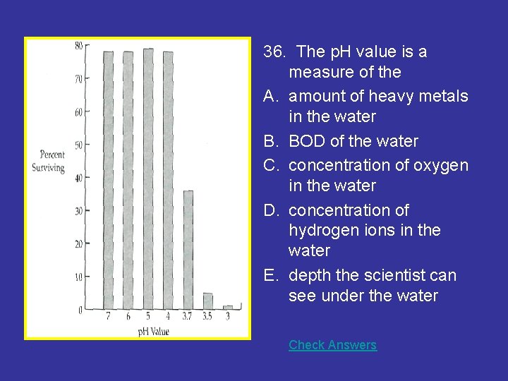 36. The p. H value is a measure of the A. amount of heavy