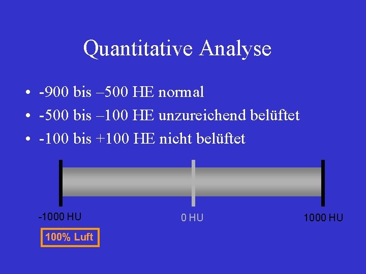 Quantitative Analyse • -900 bis – 500 HE normal • -500 bis – 100