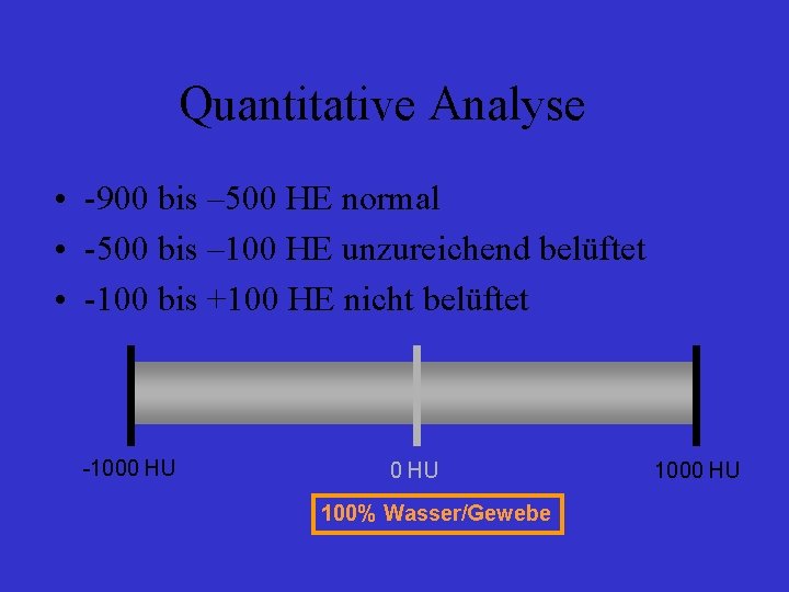 Quantitative Analyse • -900 bis – 500 HE normal • -500 bis – 100