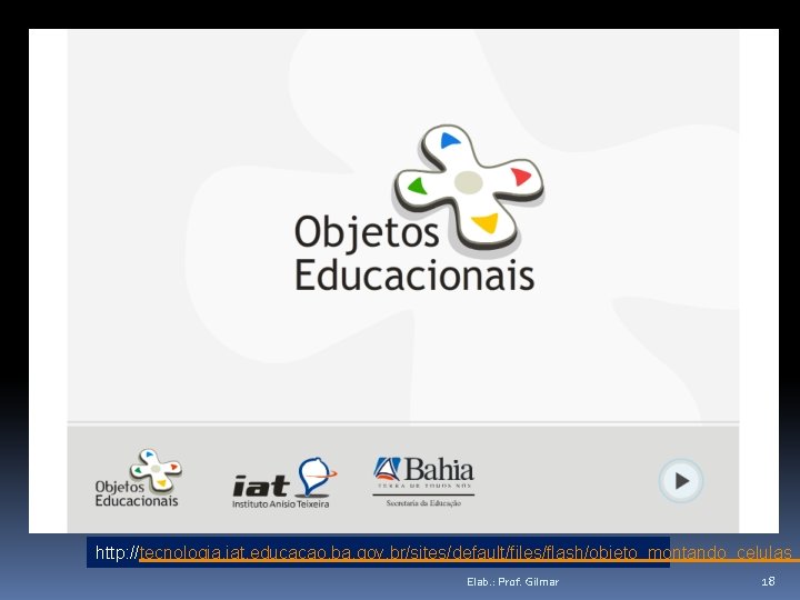 http: //tecnologia. iat. educacao. ba. gov. br/sites/default/files/flash/objeto_montando_celulas_ Elab. : Prof. Gilmar 18 