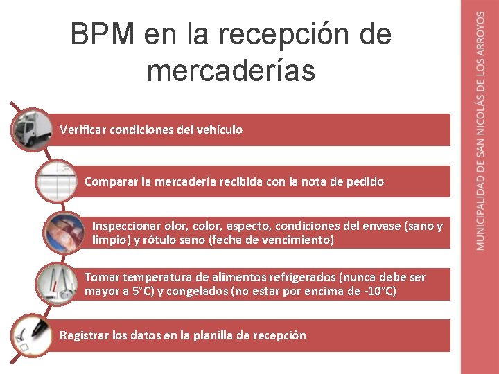 BPM en la recepción de mercaderías Verificar condiciones del vehículo Comparar la mercadería recibida