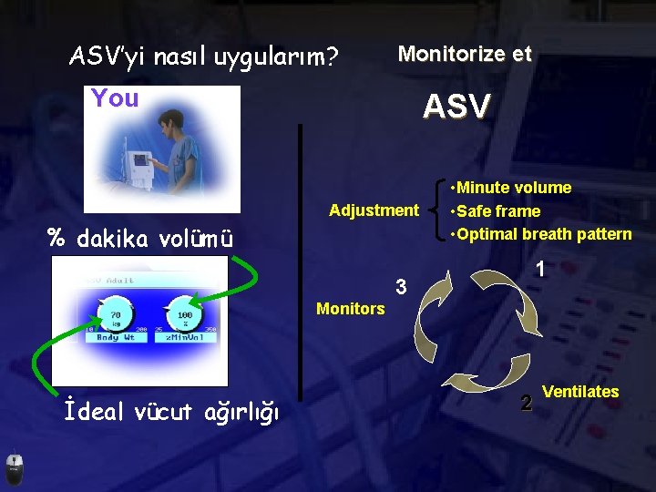 ASV’yi nasıl uygularım? Monitorize et You ASV Adjustment % dakika volümü • Minute volume