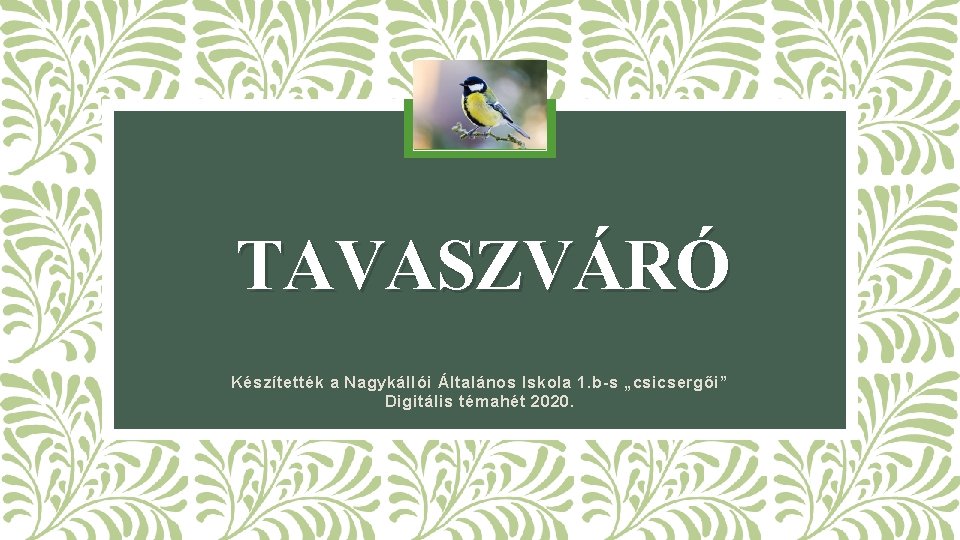 TAVASZVÁRÓ Készítették a Nagykállói Általános Iskola 1. b-s „csicsergői” Digitális témahét 2020. 