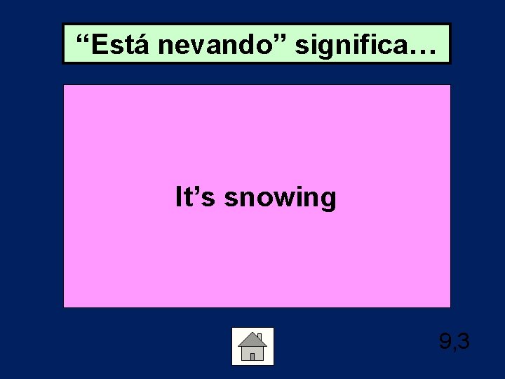 “Está nevando” significa… It’s snowing 9, 3 