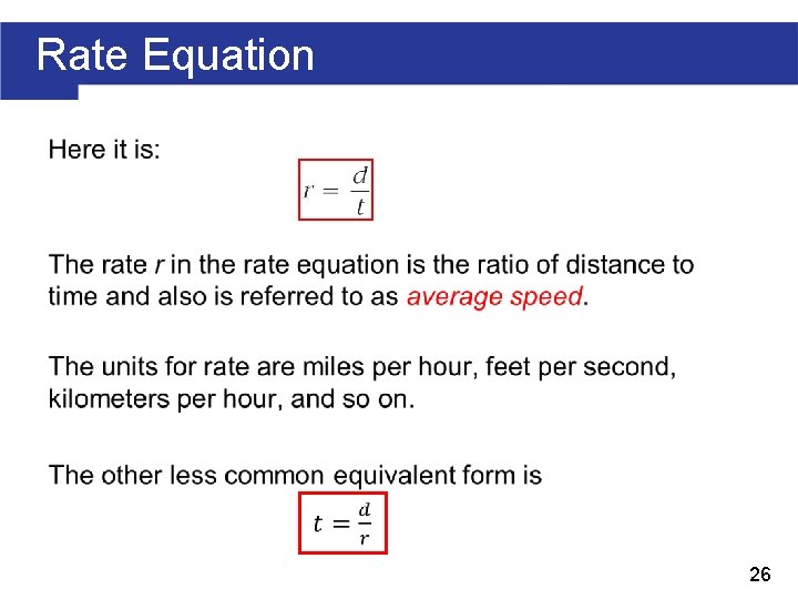 Rate Equation 26 