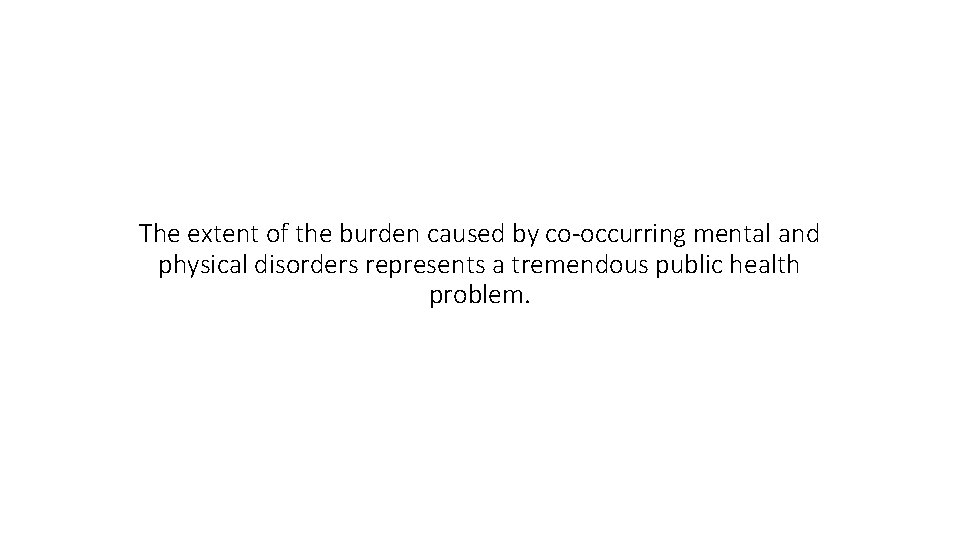 The extent of the burden caused by co-occurring mental and physical disorders represents a