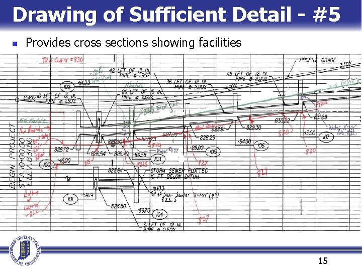 Drawing of Sufficient Detail - #5 n Provides cross sections showing facilities 15 Drawing of Sufficient Detail - #5 n Provides cross sections showing facilities 15