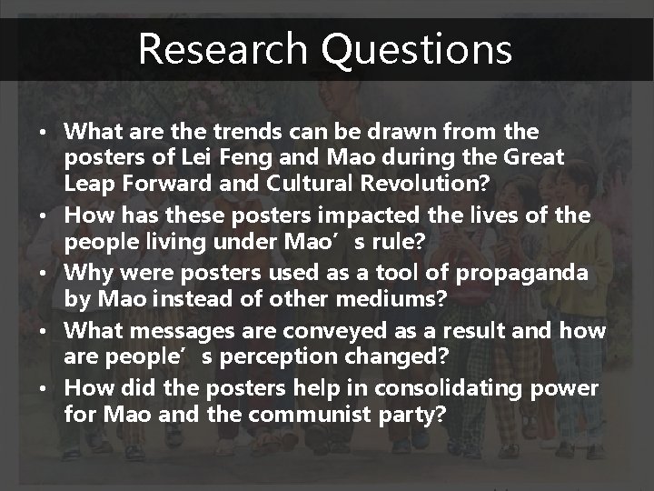 Research Questions • What are the trends can be drawn from the posters of