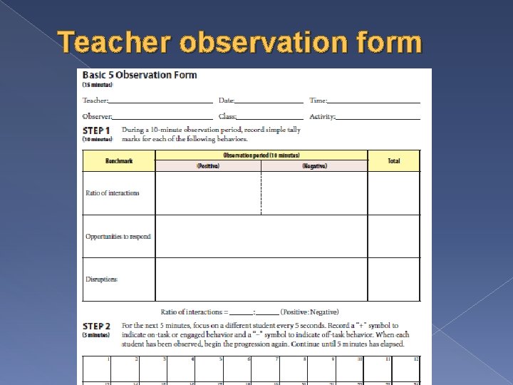 Teacher observation form 