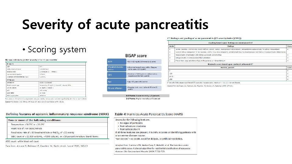Severity of acute pancreatitis • Scoring system 