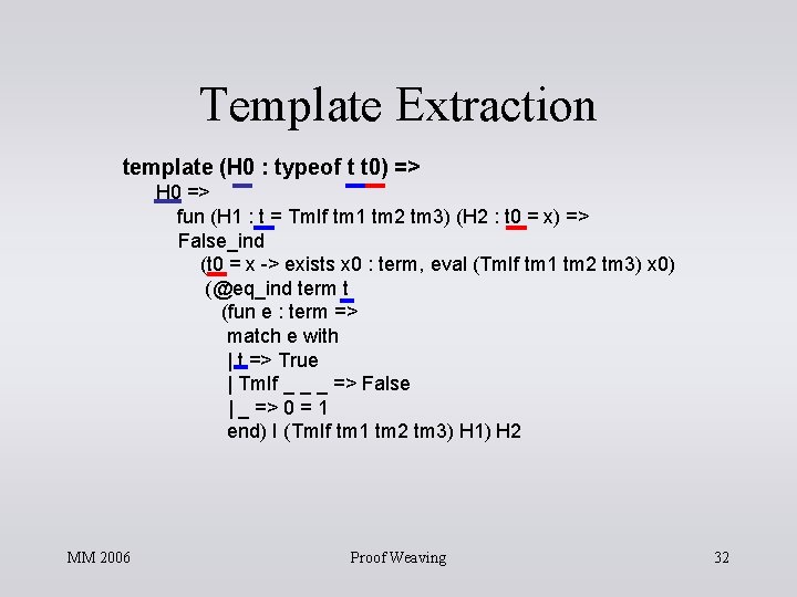Template Extraction template (H 0 : typeof t t 0) => H 0 => Template Extraction template (H 0 : typeof t t 0) => H 0 =>