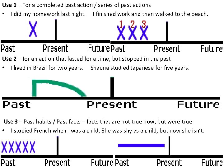 Use 1 – For a completed past action / series of past actions •