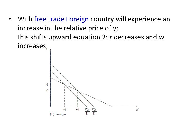  • With free trade Foreign country will experience an increase in the relative