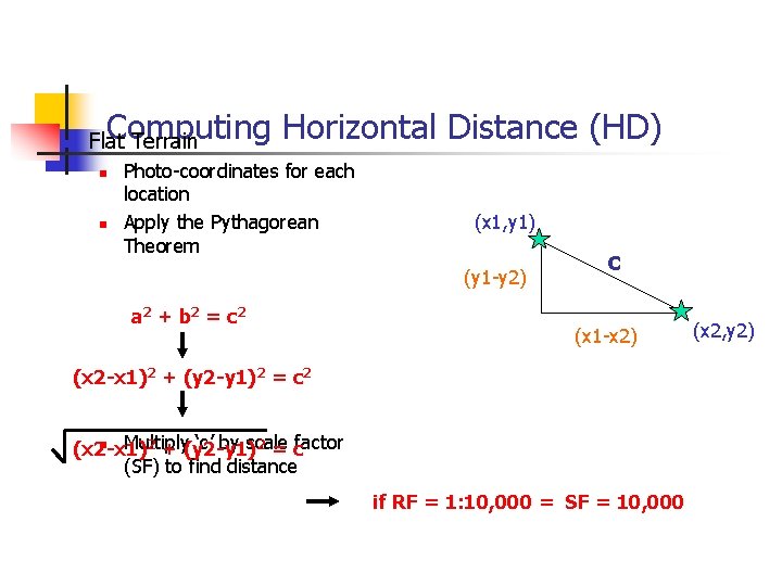 n Computing Horizontal Distance (HD) Flat Terrain n n Photo-coordinates for each location Apply
