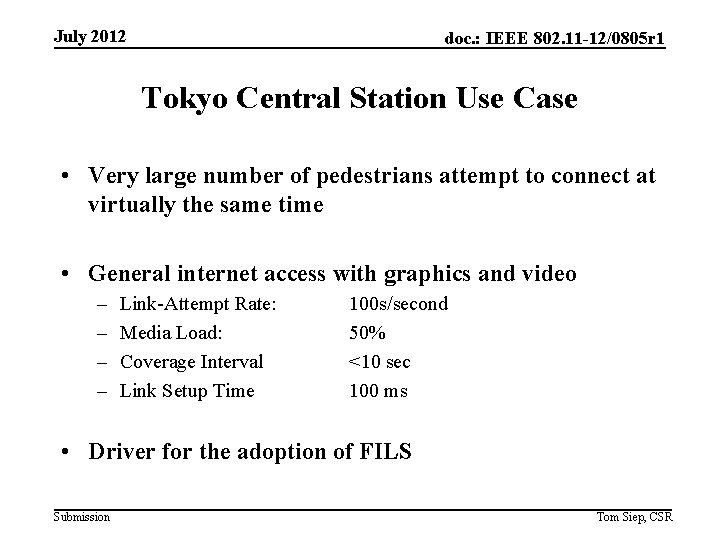 July 2012 doc. : IEEE 802. 11 -12/0805 r 1 Tokyo Central Station Use