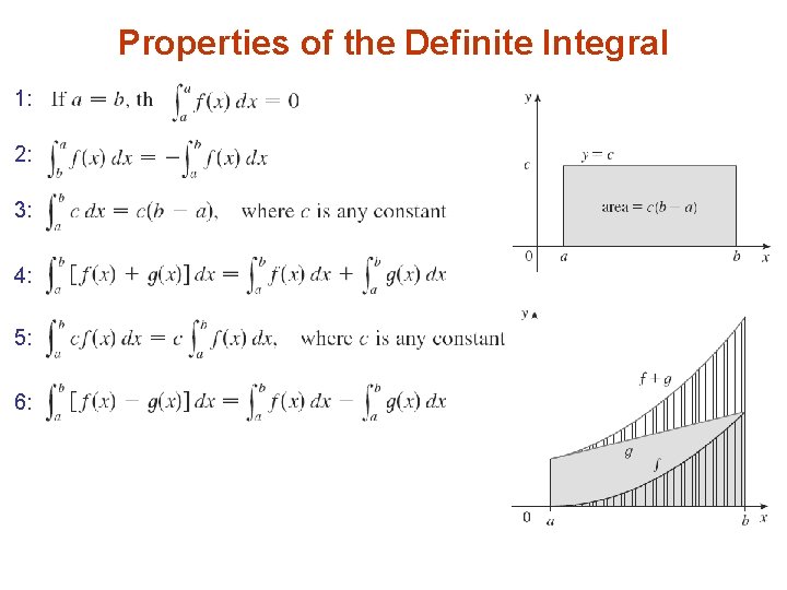 Properties of the Definite Integral 1: 2: 3: 4: 5: 6: 