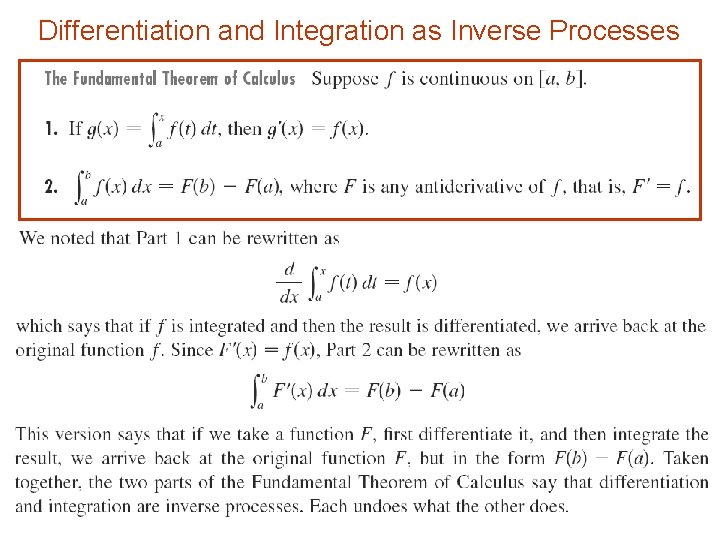 Differentiation and Integration as Inverse Processes 