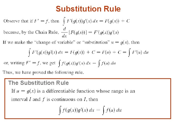 Substitution Rule The Substitution Rule 