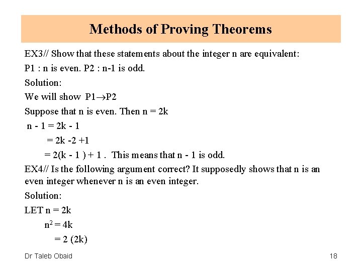 Methods of Proving Theorems EX 3// Show that these statements about the integer n